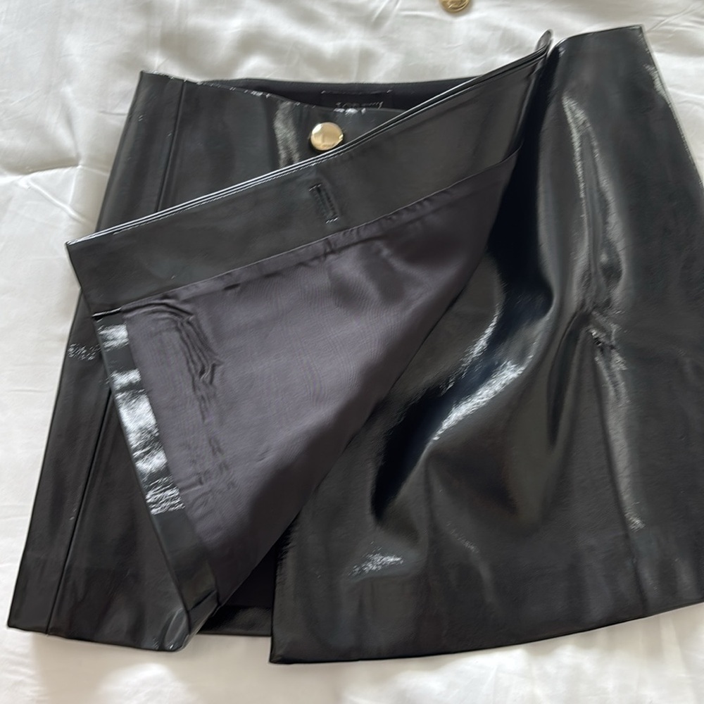 NWT J. Crew Collection black faux patent leather mini skirt size 4 - Picture 11 of 12